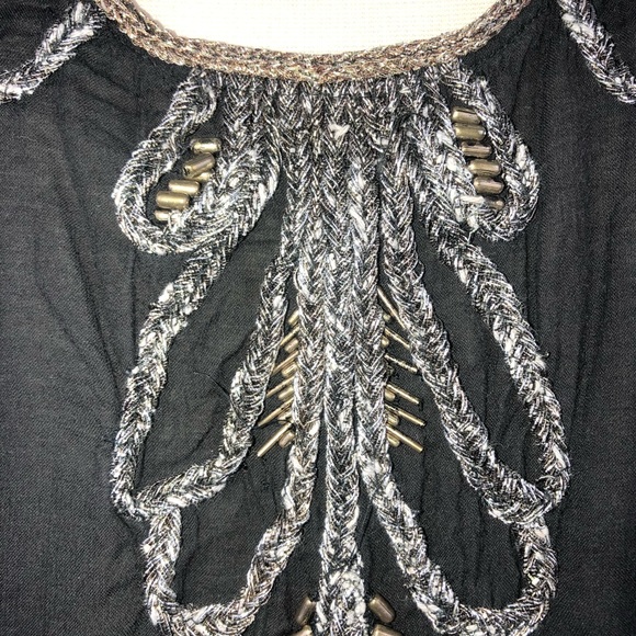 Free People Metallic Beaded Tunic Ruffle Top Y2563 - Picture 4 of 8